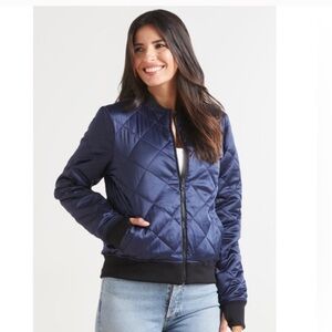 $179 - Blanc Noir Reversible bomber jacket- black/ navy - Small